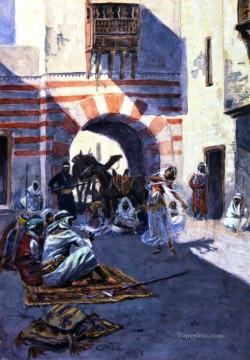 Escena callejera en Arabia 1908 Charles Marion Russell Arab Pinturas al óleo
